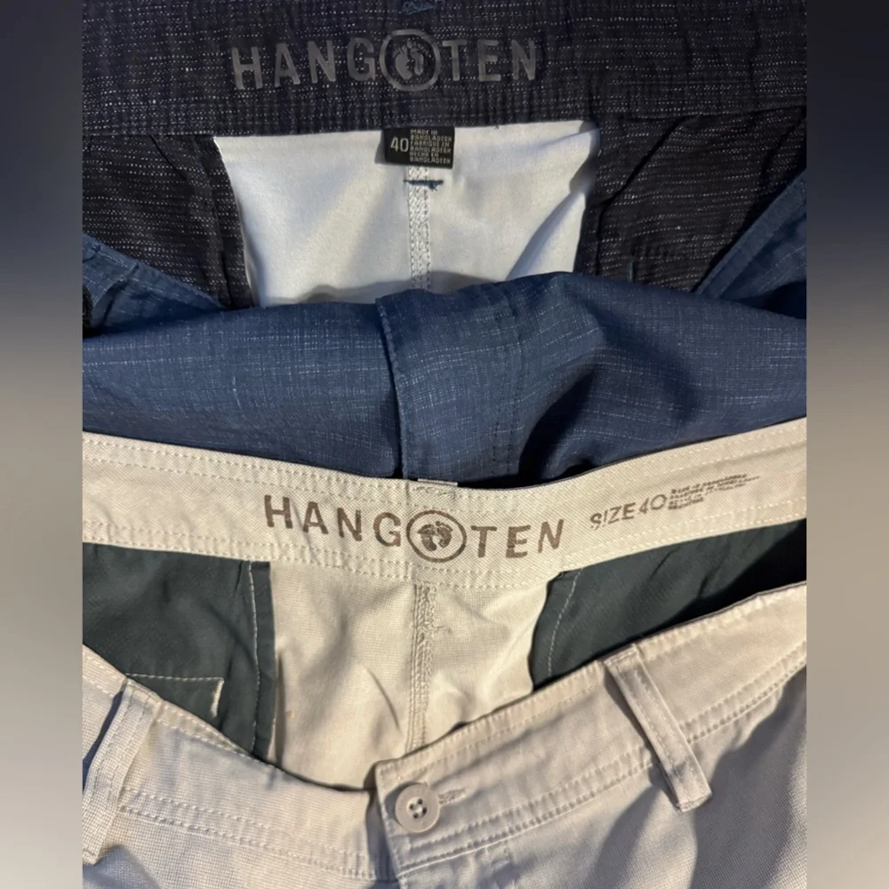 4 Pair Hang Ten Men's Everyday Hybrid Shorts in Black, Gray, Navy, and Khaki - Picture 5 of 13